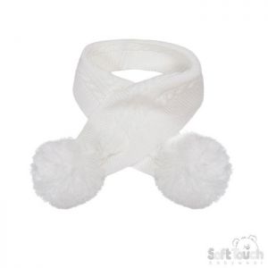 SOFT TOUCH Baby Pom Pom Scarf 0-24 mths White